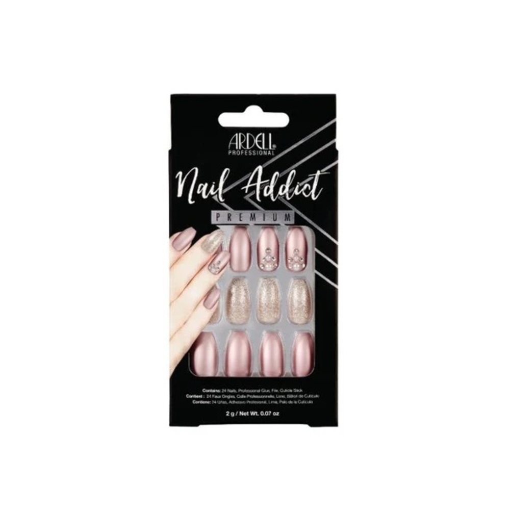 Ardell Nail Addict Premium Press-On Nails - Pink and Champagne.